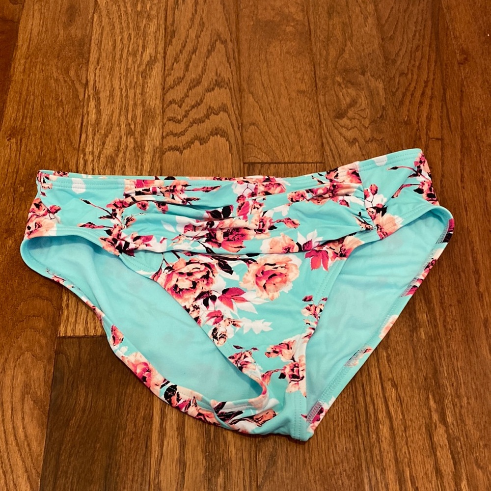 Liz Claiborne size 12 bikini bottoms floral turquoise